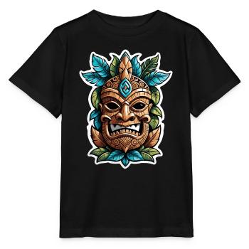 tiki beach - statue polynèsie - T-shirt bio MINI CREATOR Stanley/Stella Enfant - noir - Devant - Mikhail (115cm)