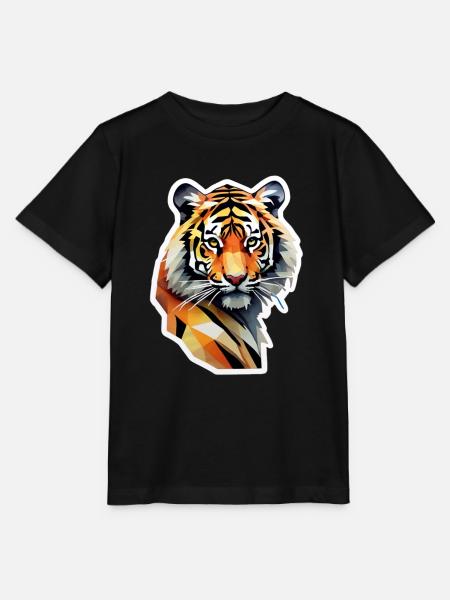 Tiger Polygon - Stanley/Stella Kinder T-Shirt MINI CREATOR - Schwarz