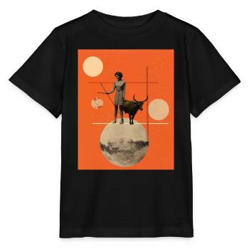 Sagittaire collage art astrologie - T-shirt bio MINI CREATOR Stanley/Stella Enfant - noir - Devant - Mikhail (115cm)