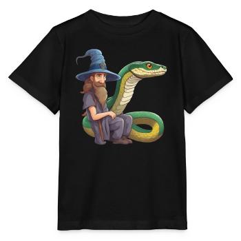 Sorcier Serpent Anaconda Serpent Boa Python - T-shirt bio MINI CREATOR Stanley/Stella Enfant - noir - Devant - Mikhail (115cm)