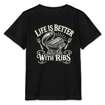 Das Leben ist besser mit Rippchen - Stanley/Stella Kinder T-Shirt MINI CREATOR  - Schwarz - Vorne - Mikhail (115cm)