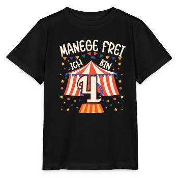 Cirque Manège Anniversaire Motif 4 ans Garçons Bday - T-shirt bio MINI CREATOR Stanley/Stella Enfant - noir - Devant - Mikhail (115cm)