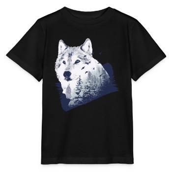 Wolf animal protection forest animal wolf pack forest gift - Stanley/Stella MINI CREATOR Kids’ T-Shirt - black - Front - Mikhail (115cm)