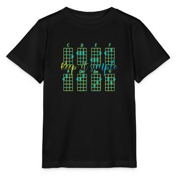accords ukuléléens simples - T-shirt bio MINI CREATOR Stanley/Stella Enfant - noir - Devant - Mikhail (115cm)