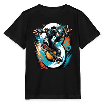 Skateboard Skater Design for 8 Years Boys - Stanley/Stella MINI CREATOR Kids’ T-Shirt - black - Front - Mikhail (115cm)