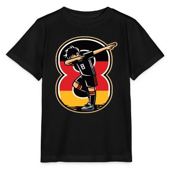 8 Jahre Junge Fussball Schwarz Rot Gold - Stanley/Stella Kinder T-Shirt MINI CREATOR  - Schwarz - Vorne - Mikhail (115cm)