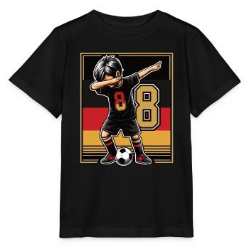 8 Jahre Junge Fussball Schwarz Rot Gold - Stanley/Stella Kinder T-Shirt MINI CREATOR  - Schwarz - Vorne - Mikhail (115cm)