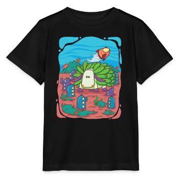 Visite de la ville sous-marine des moutons-feuilles-escargots - T-shirt bio MINI CREATOR Stanley/Stella Enfant - noir - Devant - Mikhail (115cm)