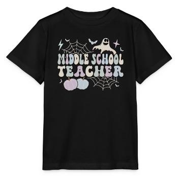 Middle School Teacher Halloween Teaching Gifts - Stanley/Stella MINI CREATOR Kids’ T-Shirt - black - Front - Mikhail (115cm)