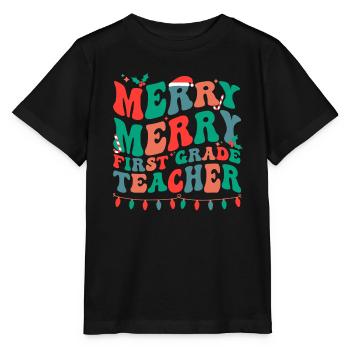 1st Grade Teacher Christmas First Grade Team Xmas - Stanley/Stella MINI CREATOR Kids’ T-Shirt - black - Front - Mikhail (115cm)