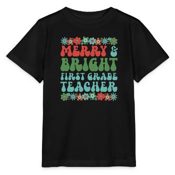 1st Grade Teacher Christmas First Grade Team Xmas - Stanley/Stella MINI CREATOR Kids’ T-Shirt - black - Front - Mikhail (115cm)