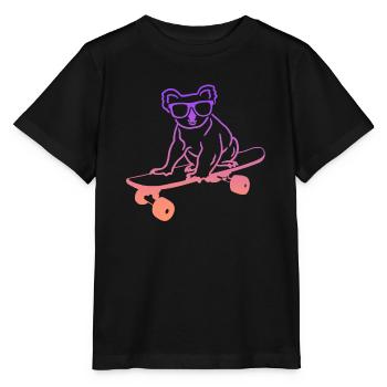Skateboarding Koala Skaten Skateboard Skater - Stanley/Stella Kinder T-Shirt MINI CREATOR  - Schwarz - Vorne - Mikhail (115cm)
