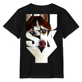 Husky cuivre tête rouge dans le texte - T-shirt bio MINI CREATOR Stanley/Stella Enfant - noir - Devant - Mikhail (115cm)