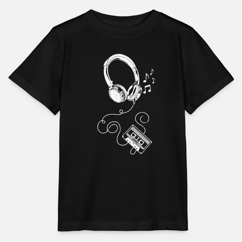 Kopfhörer und Kassette - Stanley/Stella Kinder T-Shirt MINI CREATOR  - Schwarz