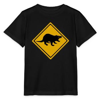 Tasmanischer Teufel Strassenschild Australien - Stanley/Stella Kinder T-Shirt MINI CREATOR  - Schwarz - Vorne - Mikhail (115cm)