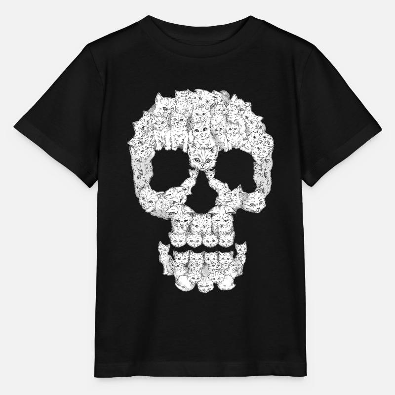 Crâne de chat Graphique - T-shirt bio MINI CREATOR Stanley/Stella Enfant - noir