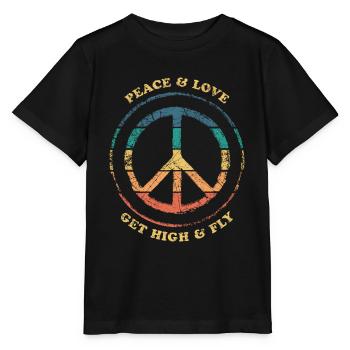 Peace & Love Peacezeichen - Stanley/Stella Kinder T-Shirt MINI CREATOR  - Schwarz - Vorne - Mikhail (115cm)