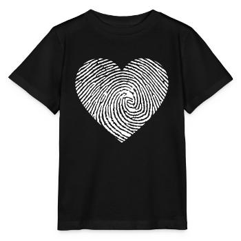 Fingerabdruck Herz - Stanley/Stella Kinder T-Shirt MINI CREATOR  - Schwarz - Vorne - Mikhail (115cm)