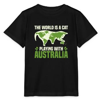 Katze Spielball Weltkarte Kontinente Meme Geschenk - Stanley/Stella Kinder T-Shirt MINI CREATOR  - Schwarz - Vorne - Mikhail (115cm)