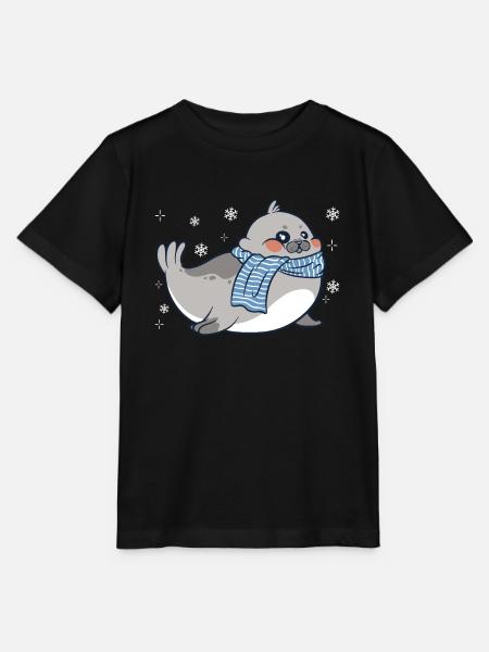Robbe Robben Tier Seelöwe - Stanley/Stella Kinder T-Shirt MINI CREATOR - Schwarz