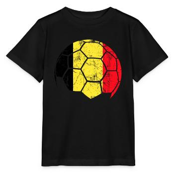 Belgium Soccer Ball Fußball - Stanley/Stella Kinder T-Shirt MINI CREATOR  - Schwarz - Vorne - Mikhail (115cm)
