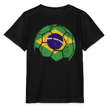 Brazil Soccer Ball Fußball - Stanley/Stella Kinder T-Shirt MINI CREATOR  - Schwarz - Vorne - Mikhail (115cm)