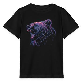 Farbiger Grizzlykopf - Stanley/Stella Kinder T-Shirt MINI CREATOR  - Schwarz - Vorne - Mikhail (115cm)