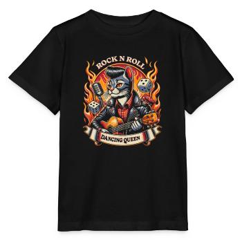 Rock n Roll Cat Dancing Queen - T-shirt bio MINI CREATOR Stanley/Stella Enfant - noir - Devant - Mikhail (115cm)
