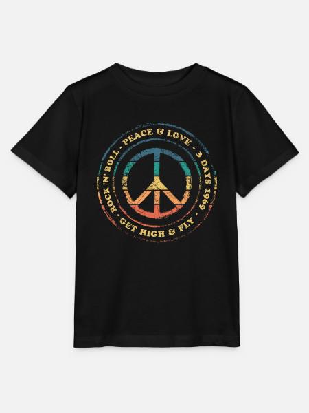 Peace Love Rock N Roll Vintage Retro - Stanley/Stella Kinder T-Shirt MINI CREATOR - Schwarz