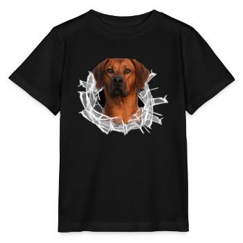 Rhodesian Ridgeback auf Glas - Stanley/Stella Kinder T-Shirt MINI CREATOR  - Schwarz - Vorne - Mikhail (115cm)
