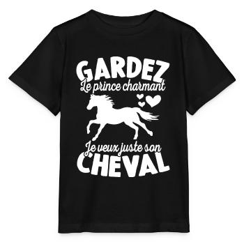 Gardez Le Prince Charmant Je Veux Juste Son Cheval - T-shirt bio MINI CREATOR Stanley/Stella Enfant - noir - Devant - Mikhail (115cm)