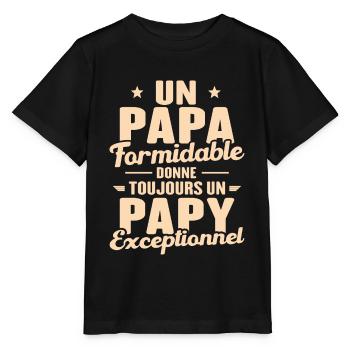 Papa Formidable - Papy Exceptionnel - T-shirt bio MINI CREATOR Stanley/Stella Enfant - noir - Devant - Mikhail (115cm)
