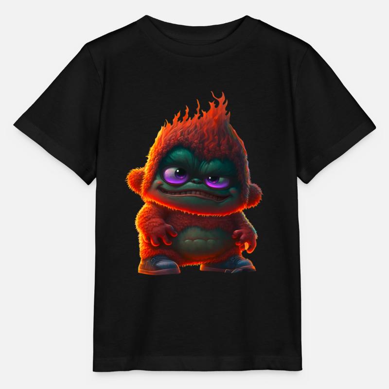Singes monstres de feu - T-shirt bio MINI CREATOR Stanley/Stella Enfant - noir