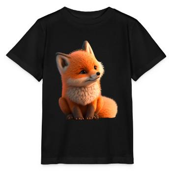 Renard assis - T-shirt bio MINI CREATOR Stanley/Stella Enfant - noir - Devant - Mikhail (115cm)