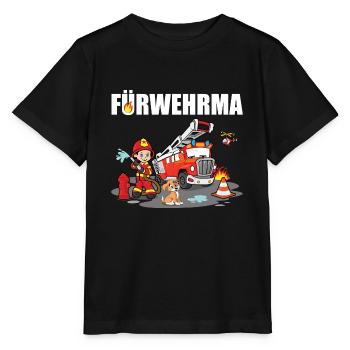 Feuerwehr Kinder Motiv im Vorarlberger Dialekt - Stanley/Stella Kinder T-Shirt MINI CREATOR  - Schwarz - Vorne - Mikhail (115cm)