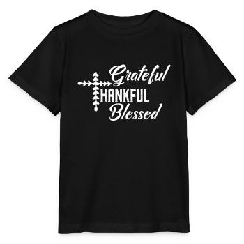 Grateful and blessed - Stanley/Stella MINI CREATOR Kids’ T-Shirt - black - Front - Mikhail (115cm)