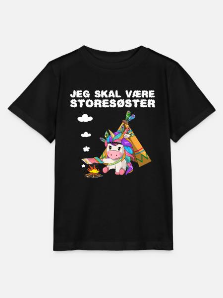Jeg skal være storesøster enhjørning gave fødsel - Stanley/Stella T-shirt MINI CREATOR til børn - sort