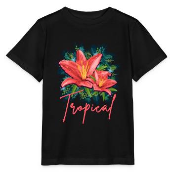 Jungle Leafs Tropical Design Hibiscus + Jungle - T-shirt bio MINI CREATOR Stanley/Stella Enfant - noir - Devant - Mikhail (115cm)