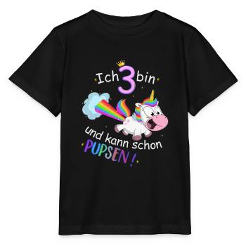 3. Geburtstag Einhorn pupsen Regenbogen - Stanley/Stella Kinder T-Shirt MINI CREATOR  - Schwarz - Vorne - Mikhail (115cm)