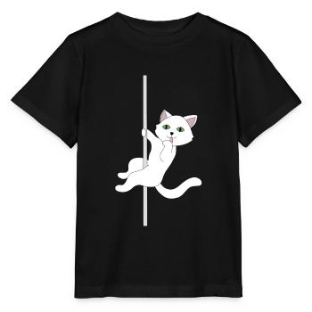 Katze Pole Dance - Stanley/Stella Kinder T-Shirt MINI CREATOR  - Schwarz - Vorne - Mikhail (115cm)