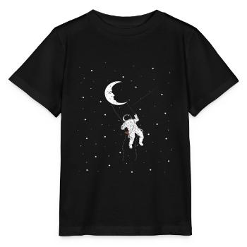 Astronaute Moon Swing, drôle de spaceman sur la Lune - T-shirt bio MINI CREATOR Stanley/Stella Enfant - noir - Devant - Mikhail (115cm)