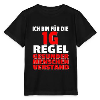 1G Regel Gesund Genesen Getestet T-Shirt - Stanley/Stella Kinder T-Shirt MINI CREATOR  - Schwarz - Vorne - Mikhail (115cm)