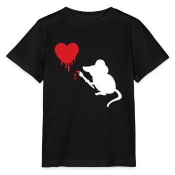 Maus Pinsel Herz Street Art - Stanley/Stella Kinder T-Shirt MINI CREATOR  - Schwarz - Vorne - Mikhail (115cm)