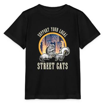 Straßenkatzen-Geschenk, stützen Ihre lokale Straßenkatze - Stanley/Stella Kinder T-Shirt MINI CREATOR  - Schwarz - Vorne - Mikhail (115cm)