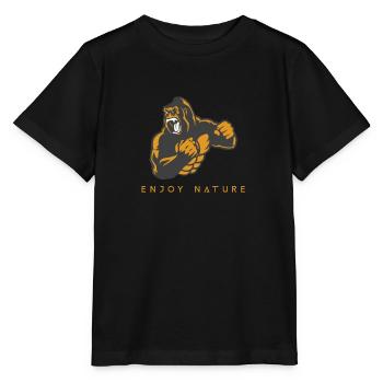 Genieß die Natur Riesen Gorilla Silberrücken Kraft - Stanley/Stella Kinder T-Shirt MINI CREATOR  - Schwarz - Vorne - Mikhail (115cm)