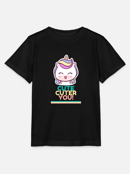 Cute Cuter You! Du bist das süßeste Tier-Einhorn - Stanley/Stella Kinder T-Shirt MINI CREATOR - Schwarz