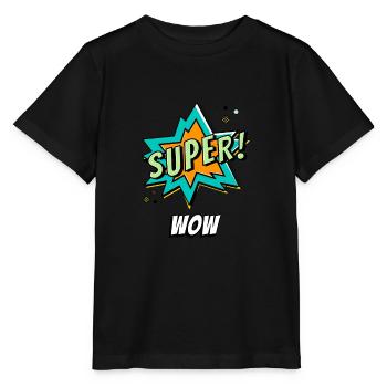 Comic Cartoon Comics WOW! Balloon Speech Bubble - Stanley/Stella MINI CREATOR Kids’ T-Shirt - black - Front - Mikhail (115cm)