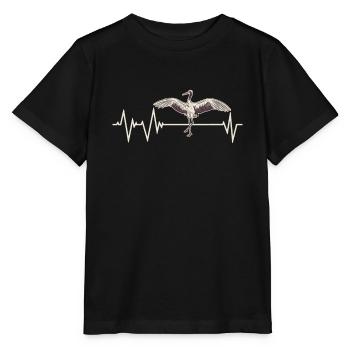 Crane Bird Heartbeat - Stanley/Stella MINI CREATOR Kids’ T-Shirt - black - Front - Mikhail (115cm)