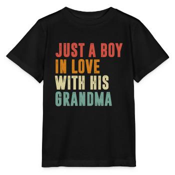 Love With His Grandma Retro Mom Mother's Day - Stanley/Stella MINI CREATOR Kids’ T-Shirt - black - Front - Mikhail (115cm)