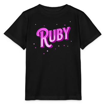 Nom rubis personnalisé - T-shirt bio MINI CREATOR Stanley/Stella Enfant - noir - Devant - Mikhail (115cm)